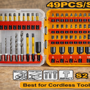 Boite de 49 pièces pour perceuse/visseuse à percussion embouts de tournevis + forets + accessoires INGCO