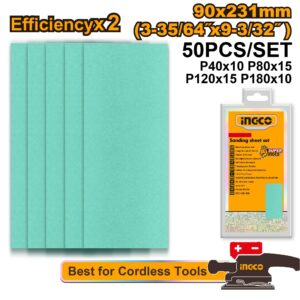 Set de 50 feuilles abrasives INGCO – 90 x 231 mm- INGCO